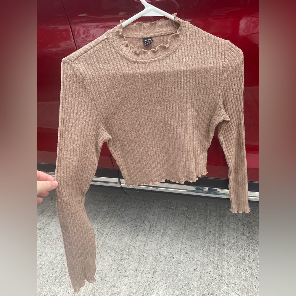long sleeve cropped shirt from shein